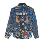 Personalized Carlton Blues Football Mascot Women Casual Shirt Aboriginal Dot Art Style Vibrant Indigenous Pattern Design