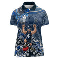 Personalized Carlton Blues Football Mascot Women Polo Shirt Aboriginal Dot Art Style Vibrant Indigenous Pattern Design