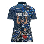 Personalized Carlton Blues Football Mascot Women Polo Shirt Aboriginal Dot Art Style Vibrant Indigenous Pattern Design