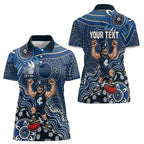 Personalized Carlton Blues Football Mascot Women Polo Shirt Aboriginal Dot Art Style Vibrant Indigenous Pattern Design