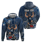 Personalized Carlton Blues Football Mascot Zip Hoodie Aboriginal Dot Art Style Vibrant Indigenous Pattern Design