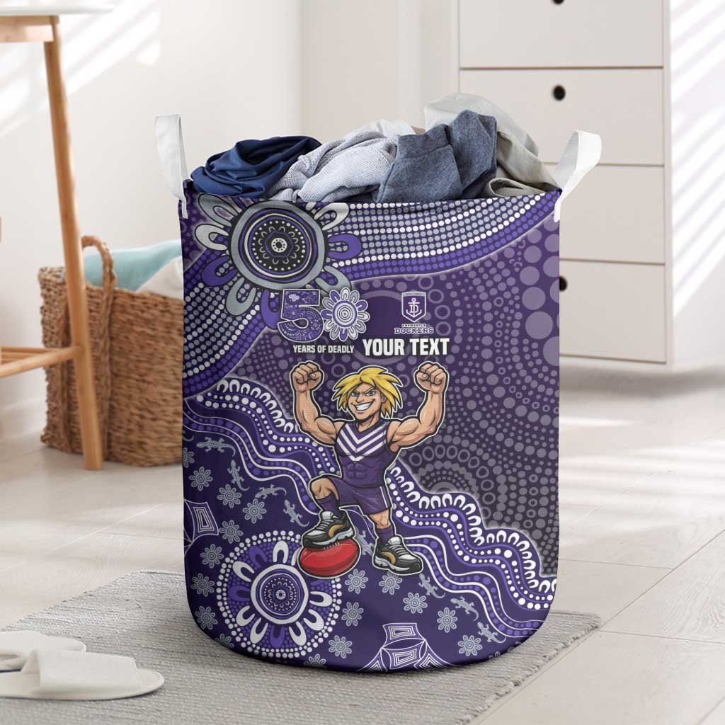 Personalized Freo Football Mascot Laundry Basket Aboriginal Dot Art Style Vibrant Indigenous Pattern Design