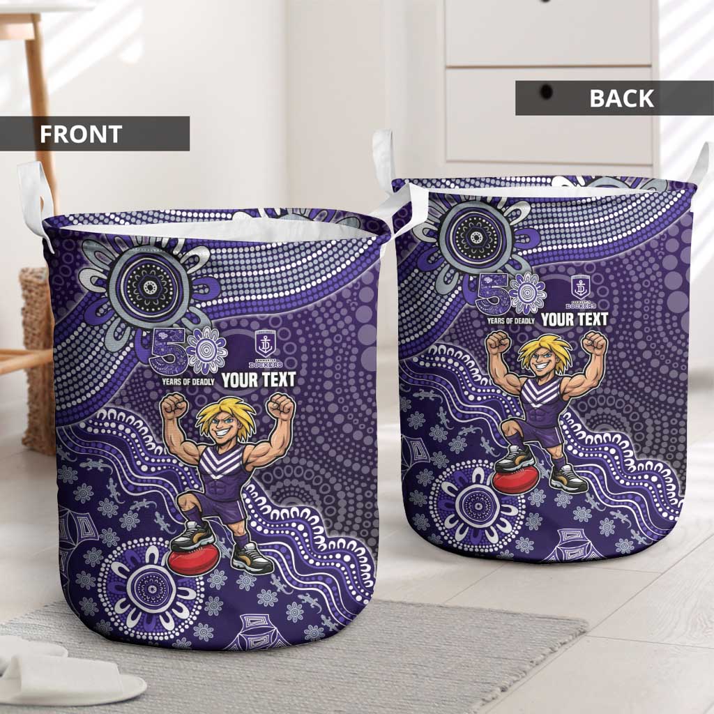 Personalized Freo Football Mascot Laundry Basket Aboriginal Dot Art Style Vibrant Indigenous Pattern Design
