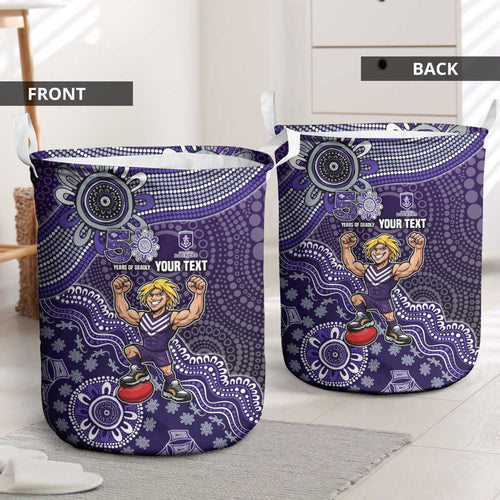 Personalized Freo Football Mascot Laundry Basket Aboriginal Dot Art Style Vibrant Indigenous Pattern Design