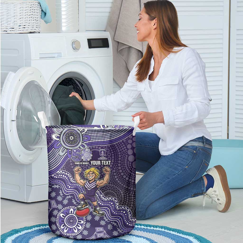 Personalized Freo Football Mascot Laundry Basket Aboriginal Dot Art Style Vibrant Indigenous Pattern Design