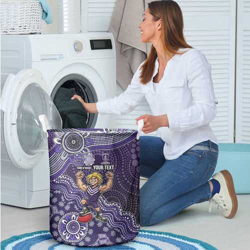 Personalized Freo Football Mascot Laundry Basket Aboriginal Dot Art Style Vibrant Indigenous Pattern Design