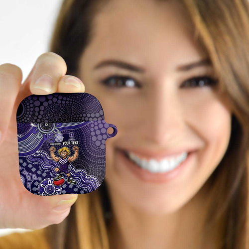 Personalized Freo Football Mascot AirPods Case Aboriginal Dot Art Style Vibrant Indigenous Pattern Design