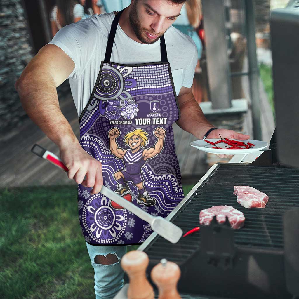 Personalized Freo Football Mascot Apron Aboriginal Dot Art Style Vibrant Indigenous Pattern Design