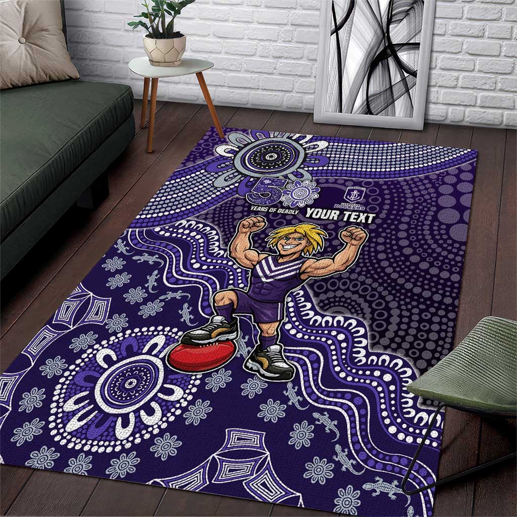 Personalized Freo Football Mascot Area Rug Aboriginal Dot Art Style Vibrant Indigenous Pattern Design