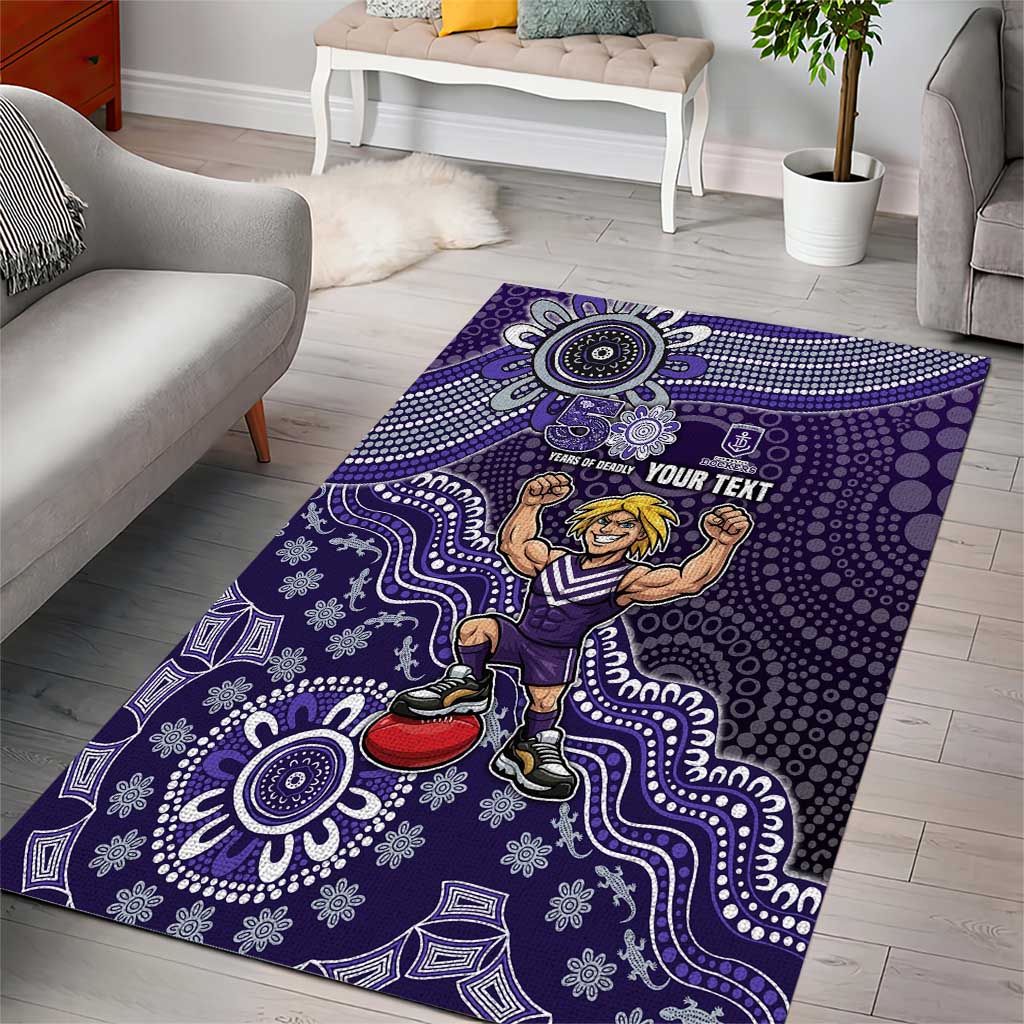 Personalized Freo Football Mascot Area Rug Aboriginal Dot Art Style Vibrant Indigenous Pattern Design