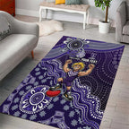 Personalized Freo Football Mascot Area Rug Aboriginal Dot Art Style Vibrant Indigenous Pattern Design