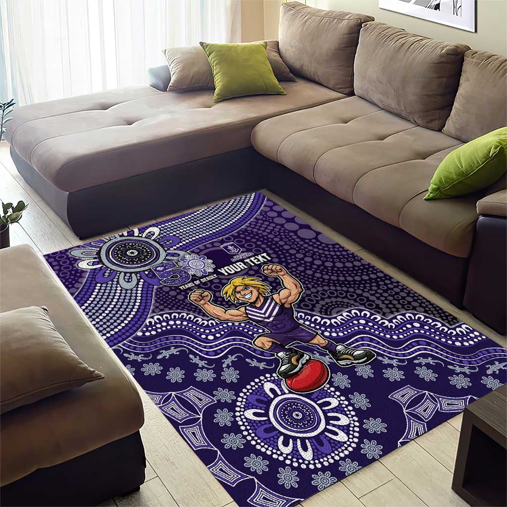 Personalized Freo Football Mascot Area Rug Aboriginal Dot Art Style Vibrant Indigenous Pattern Design