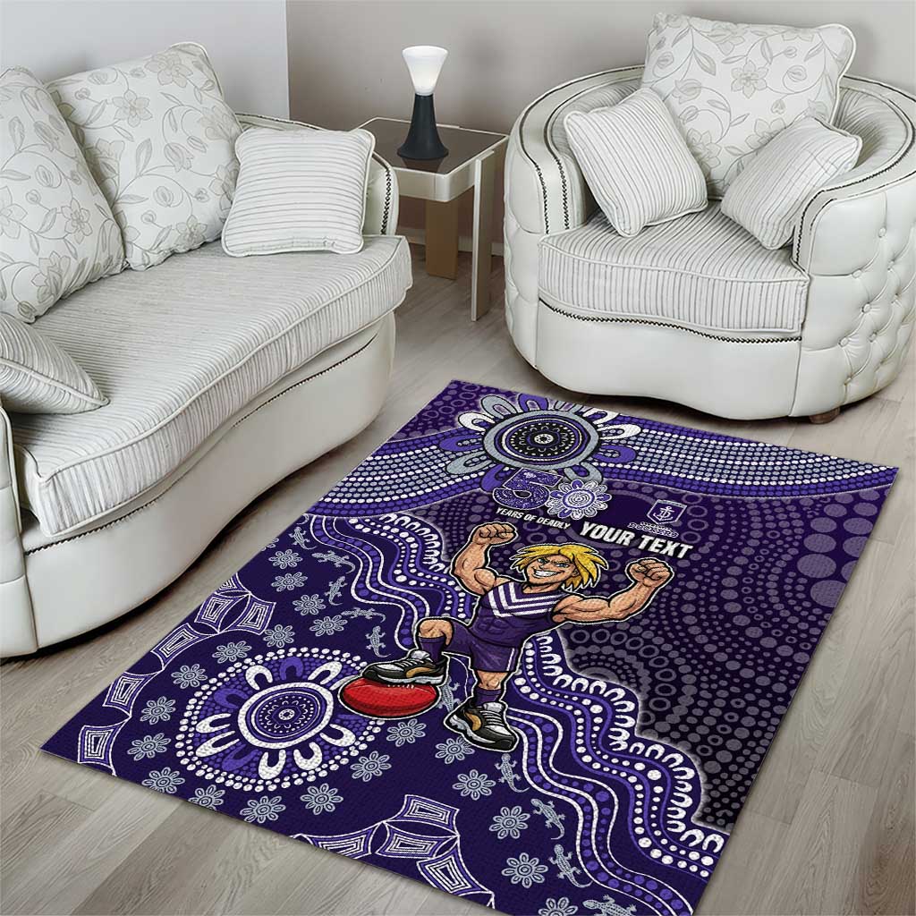 Personalized Freo Football Mascot Area Rug Aboriginal Dot Art Style Vibrant Indigenous Pattern Design