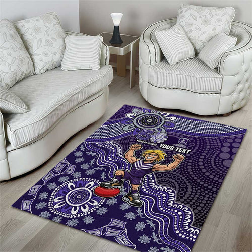 Personalized Freo Football Mascot Area Rug Aboriginal Dot Art Style Vibrant Indigenous Pattern Design