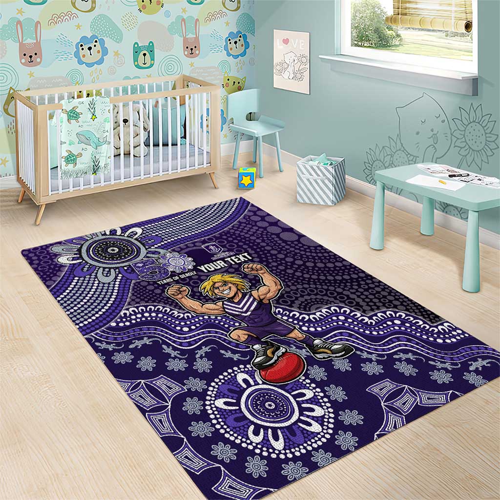Personalized Freo Football Mascot Area Rug Aboriginal Dot Art Style Vibrant Indigenous Pattern Design