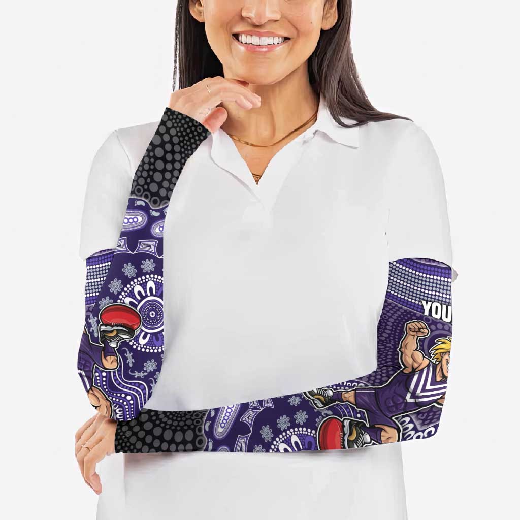 Personalized Freo Football Mascot Arm Sleeves Aboriginal Dot Art Style Vibrant Indigenous Pattern Design