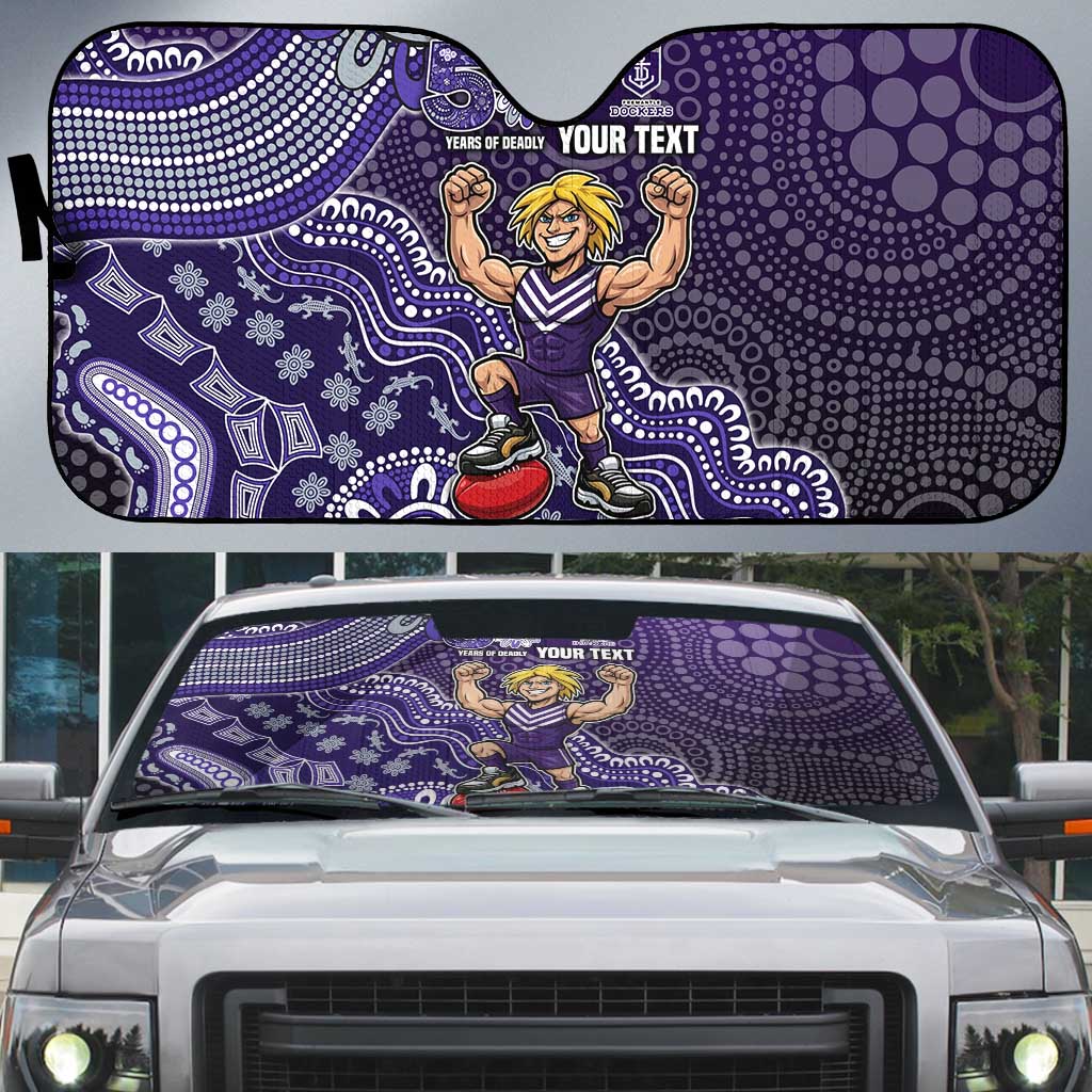 Personalized Freo Football Mascot Auto Sun Shade Aboriginal Dot Art Style Vibrant Indigenous Pattern Design