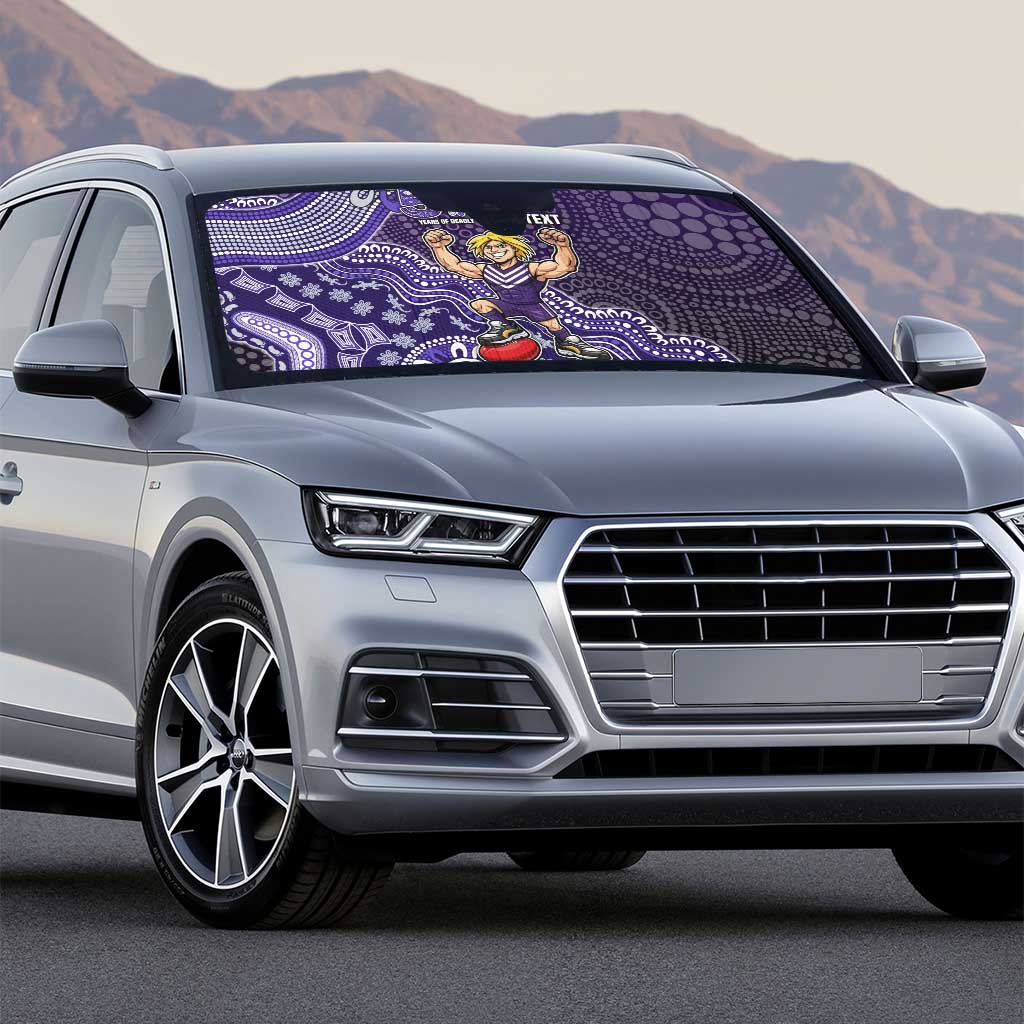 Personalized Freo Football Mascot Auto Sun Shade Aboriginal Dot Art Style Vibrant Indigenous Pattern Design