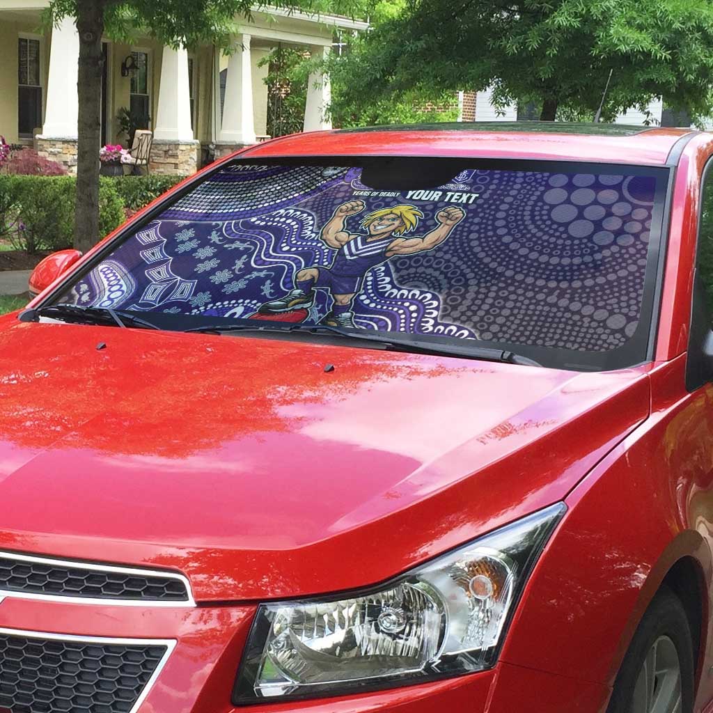 Personalized Freo Football Mascot Auto Sun Shade Aboriginal Dot Art Style Vibrant Indigenous Pattern Design