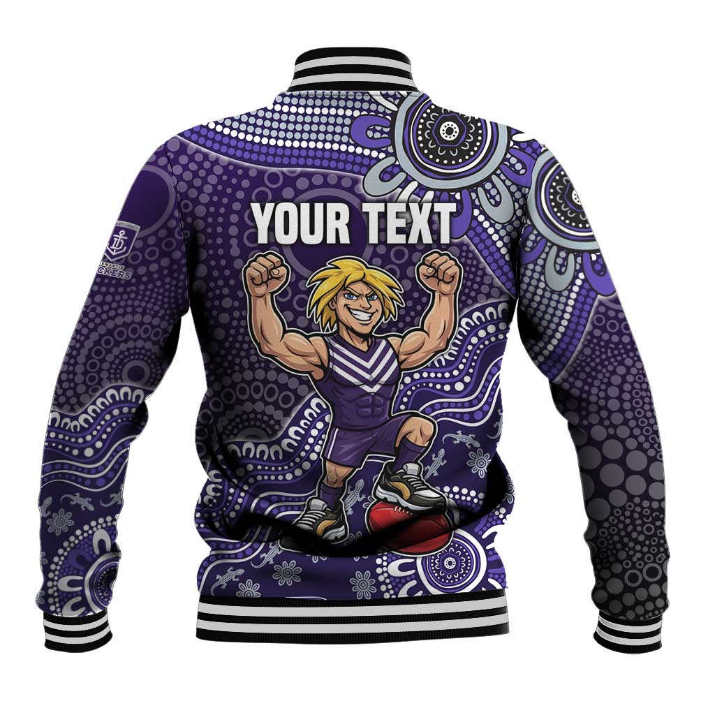 Personalized Freo Football Mascot Baseball Jacket Aboriginal Dot Art Style Vibrant Indigenous Pattern Design
