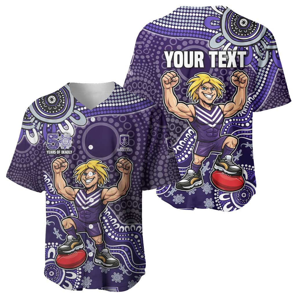 Personalized Freo Football Mascot Baseball Jersey Aboriginal Dot Art Style Vibrant Indigenous Pattern Design