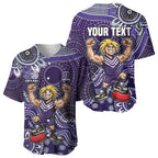 Personalized Freo Football Mascot Baseball Jersey Aboriginal Dot Art Style Vibrant Indigenous Pattern Design