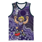 Personalized Freo Football Mascot Basketball Jersey Aboriginal Dot Art Style Vibrant Indigenous Pattern Design