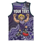 Personalized Freo Football Mascot Basketball Jersey Aboriginal Dot Art Style Vibrant Indigenous Pattern Design