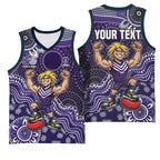 Personalized Freo Football Mascot Basketball Jersey Aboriginal Dot Art Style Vibrant Indigenous Pattern Design