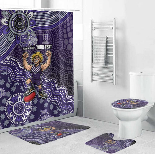 Personalized Freo Football Mascot Bathroom Set Aboriginal Dot Art Style Vibrant Indigenous Pattern Design
