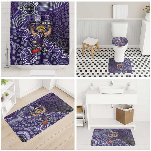 Personalized Freo Football Mascot Bathroom Set Aboriginal Dot Art Style Vibrant Indigenous Pattern Design