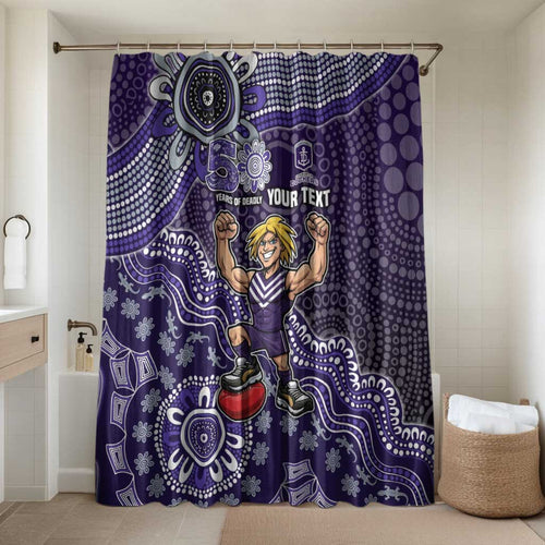 Personalized Freo Football Mascot Bathroom Set Aboriginal Dot Art Style Vibrant Indigenous Pattern Design