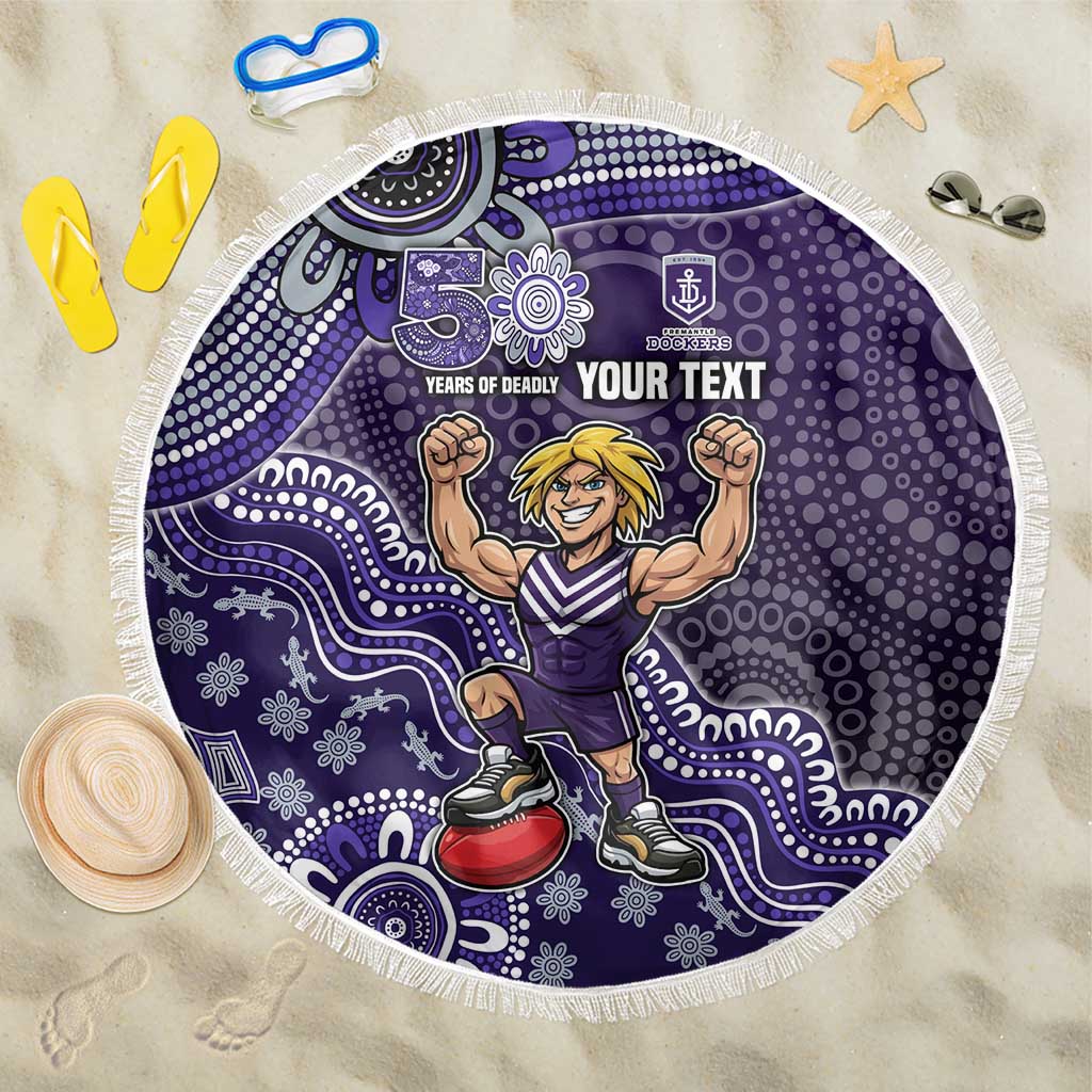 Personalized Freo Football Mascot Beach Blanket Aboriginal Dot Art Style Vibrant Indigenous Pattern Design