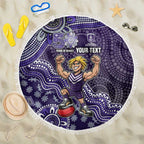 Personalized Freo Football Mascot Beach Blanket Aboriginal Dot Art Style Vibrant Indigenous Pattern Design