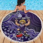 Personalized Freo Football Mascot Beach Blanket Aboriginal Dot Art Style Vibrant Indigenous Pattern Design