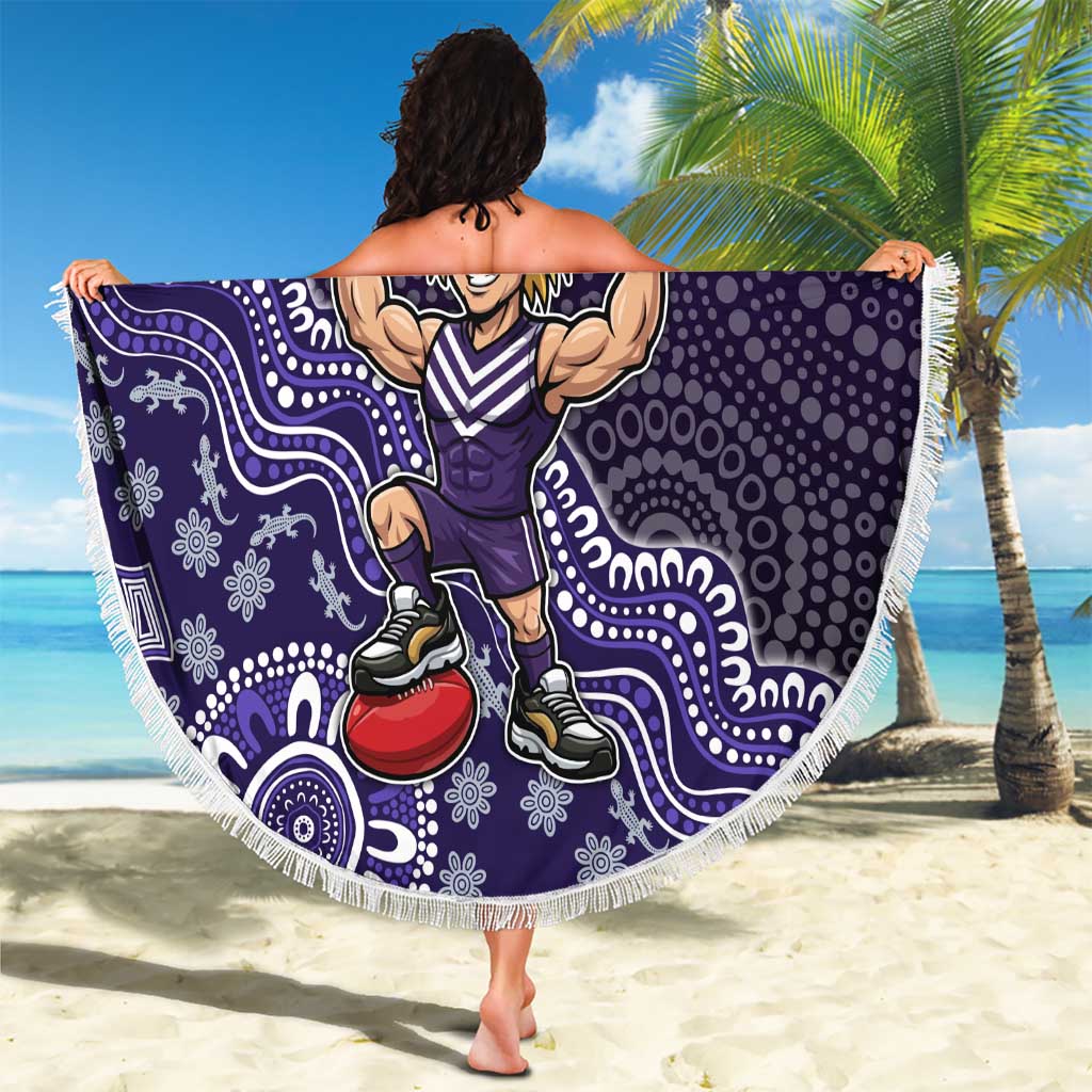 Personalized Freo Football Mascot Beach Blanket Aboriginal Dot Art Style Vibrant Indigenous Pattern Design