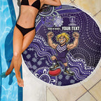 Personalized Freo Football Mascot Beach Blanket Aboriginal Dot Art Style Vibrant Indigenous Pattern Design
