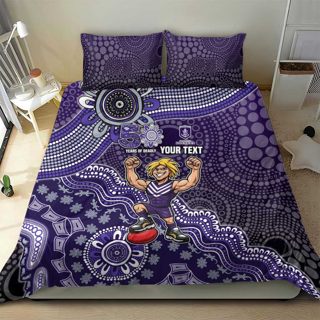 Personalized Freo Football Mascot Bedding Set Aboriginal Dot Art Style Vibrant Indigenous Pattern Design