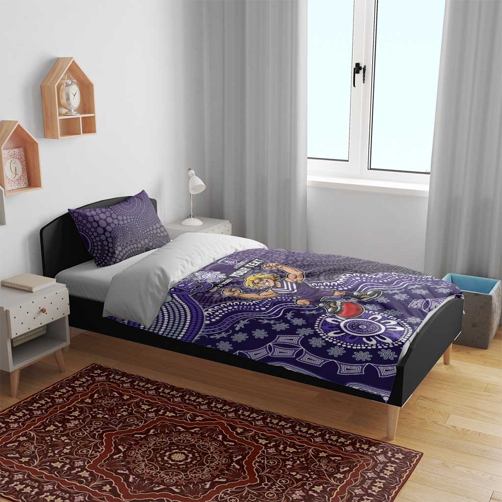 Personalized Freo Football Mascot Bedding Set Aboriginal Dot Art Style Vibrant Indigenous Pattern Design