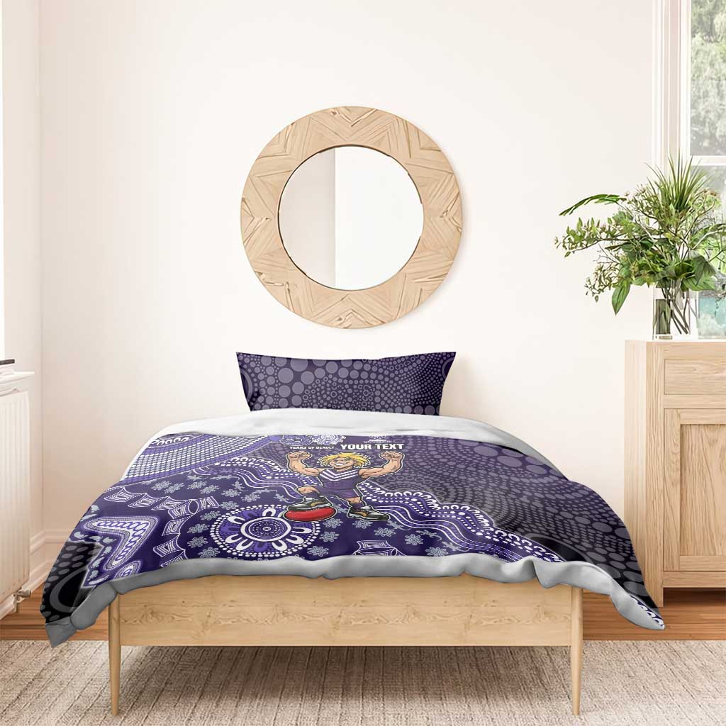 Personalized Freo Football Mascot Bedding Set Aboriginal Dot Art Style Vibrant Indigenous Pattern Design