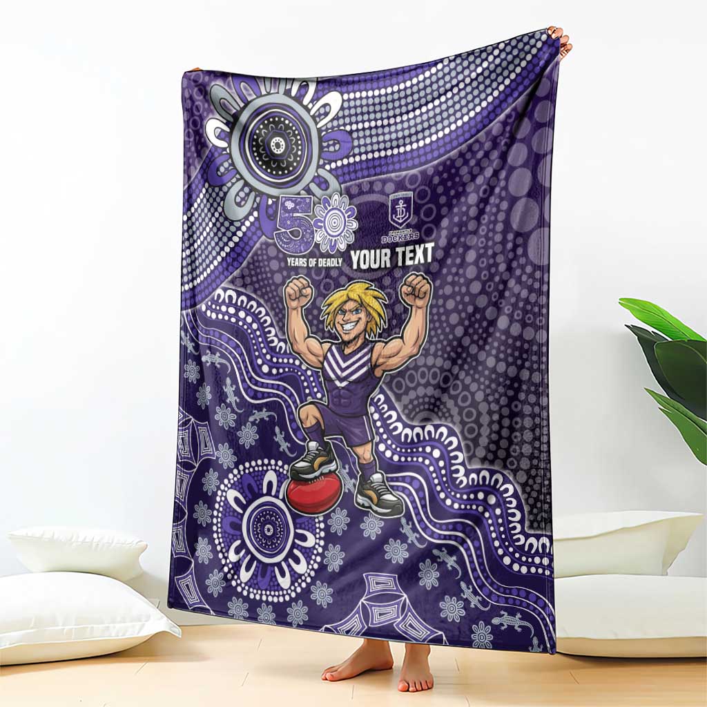 Personalized Freo Football Mascot Blanket Aboriginal Dot Art Style Vibrant Indigenous Pattern Design