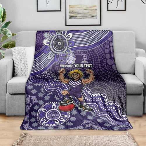 Personalized Freo Football Mascot Blanket Aboriginal Dot Art Style Vibrant Indigenous Pattern Design