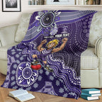 Personalized Freo Football Mascot Blanket Aboriginal Dot Art Style Vibrant Indigenous Pattern Design