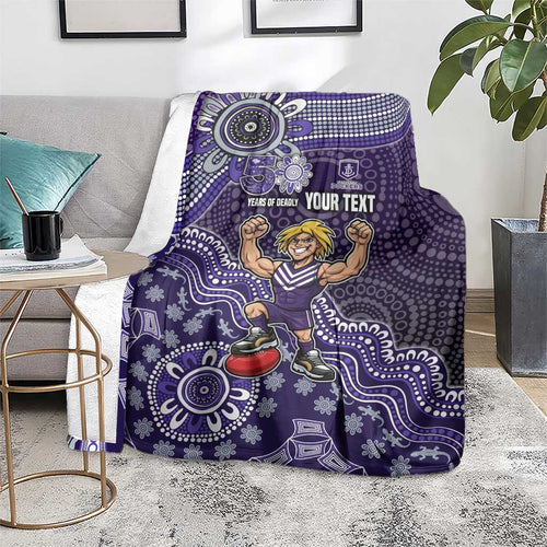 Personalized Freo Football Mascot Blanket Aboriginal Dot Art Style Vibrant Indigenous Pattern Design