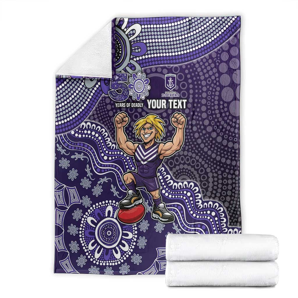 Personalized Freo Football Mascot Blanket Aboriginal Dot Art Style Vibrant Indigenous Pattern Design