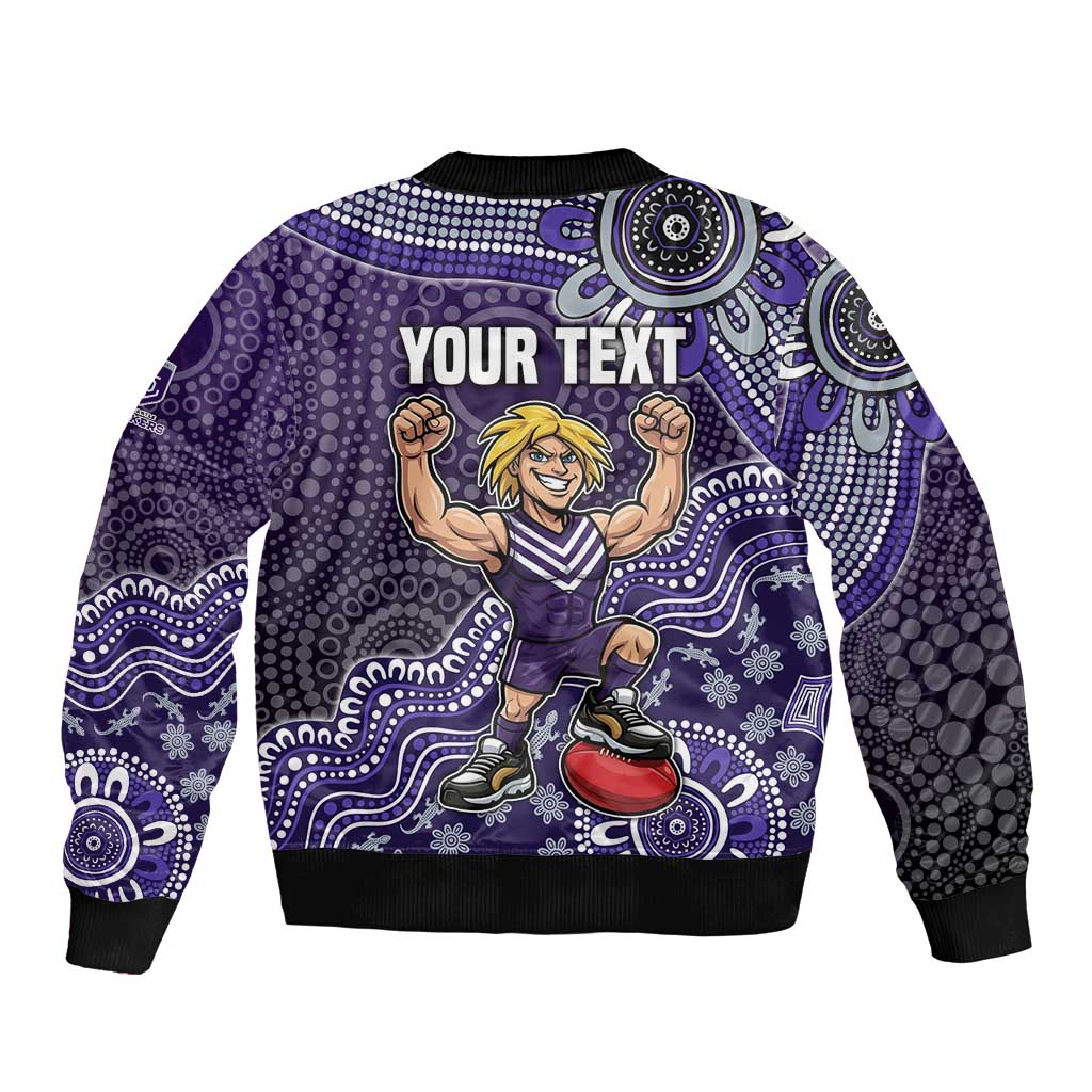 Personalized Freo Football Mascot Bomber Jacket Aboriginal Dot Art Style Vibrant Indigenous Pattern Design