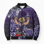 Personalized Freo Football Mascot Bomber Puffer Jacket Aboriginal Dot Art Style Vibrant Indigenous Pattern Design