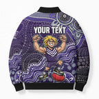 Personalized Freo Football Mascot Bomber Puffer Jacket Aboriginal Dot Art Style Vibrant Indigenous Pattern Design