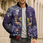 Personalized Freo Football Mascot Bomber Puffer Jacket Aboriginal Dot Art Style Vibrant Indigenous Pattern Design