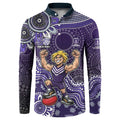Personalized Freo Football Mascot Button Sweatshirt Aboriginal Dot Art Style Vibrant Indigenous Pattern Design